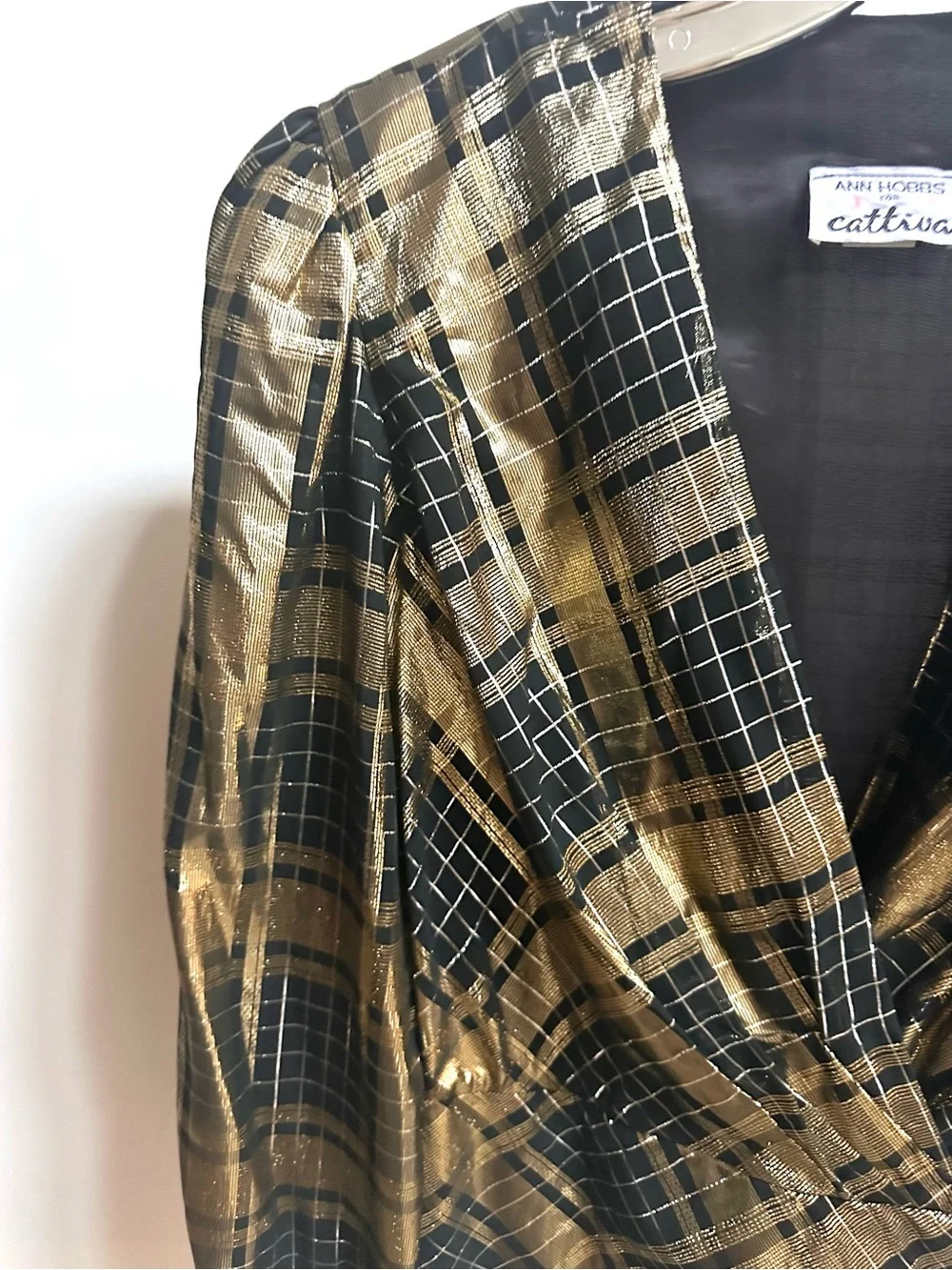 Vintage Metallic peplum Jacket in Black & Gold